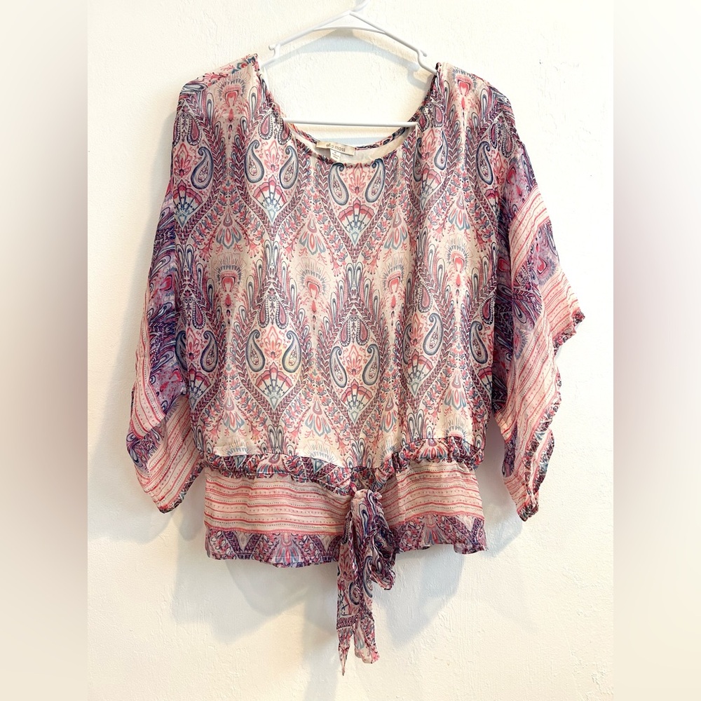 Ella Moss Women’s Lined Silk Top 3/4 Sleeves Size Medium